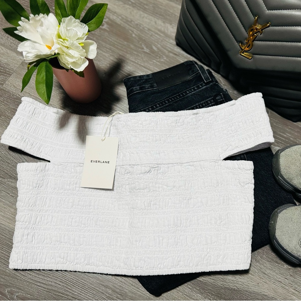 Everlane The Gauze Smock crop top White